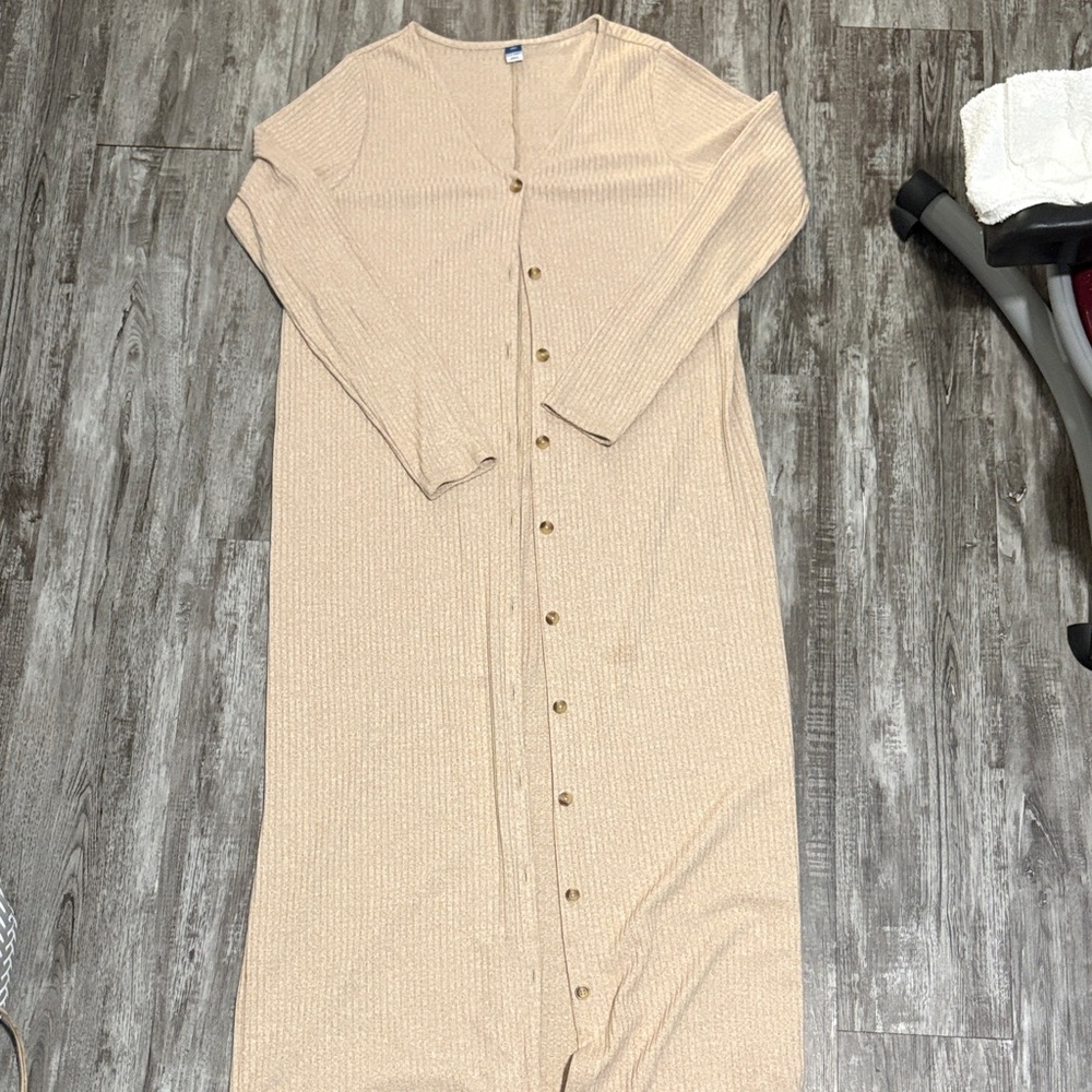Old Navy Light Tan Ribbed Sweater Dress